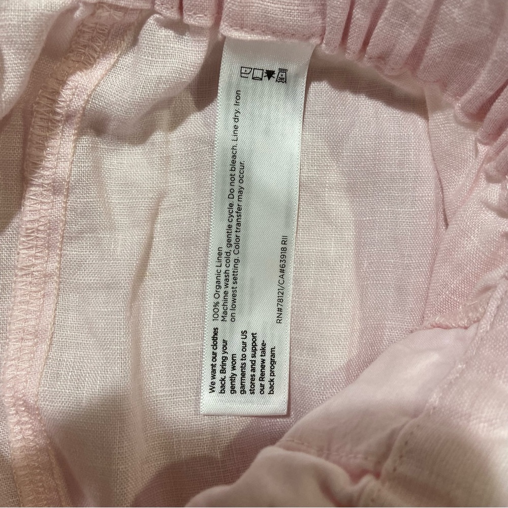 NEW Eileen Fisher Linen Pant Women's Large baby pink Pull On Elastic Waist Taper - Picture 5 of 8
